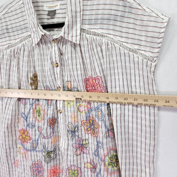 Pilcro Anthropologie Top Womens XL Linen Blend Serena Surf Henley Embroidered - Picture 10 of 12